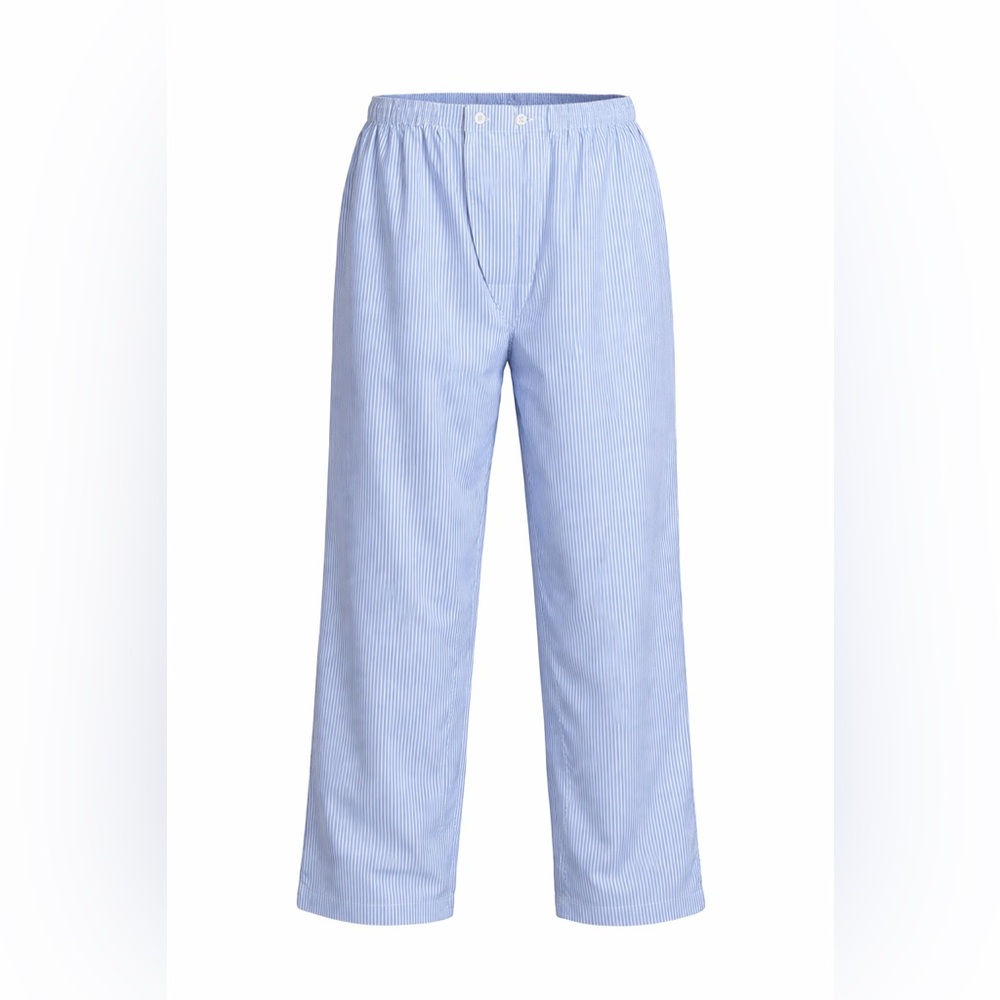 Blue & White Stripe Cotton Pajama Pants Size M